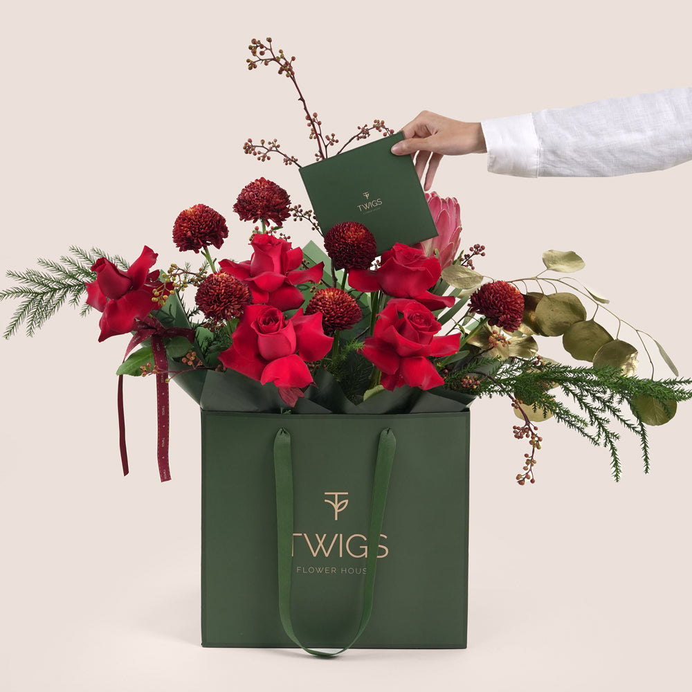 christmas flower bouquet TWIGS UAE 