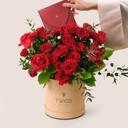 Elegant red rose box gift for romantic occasions in Dubai