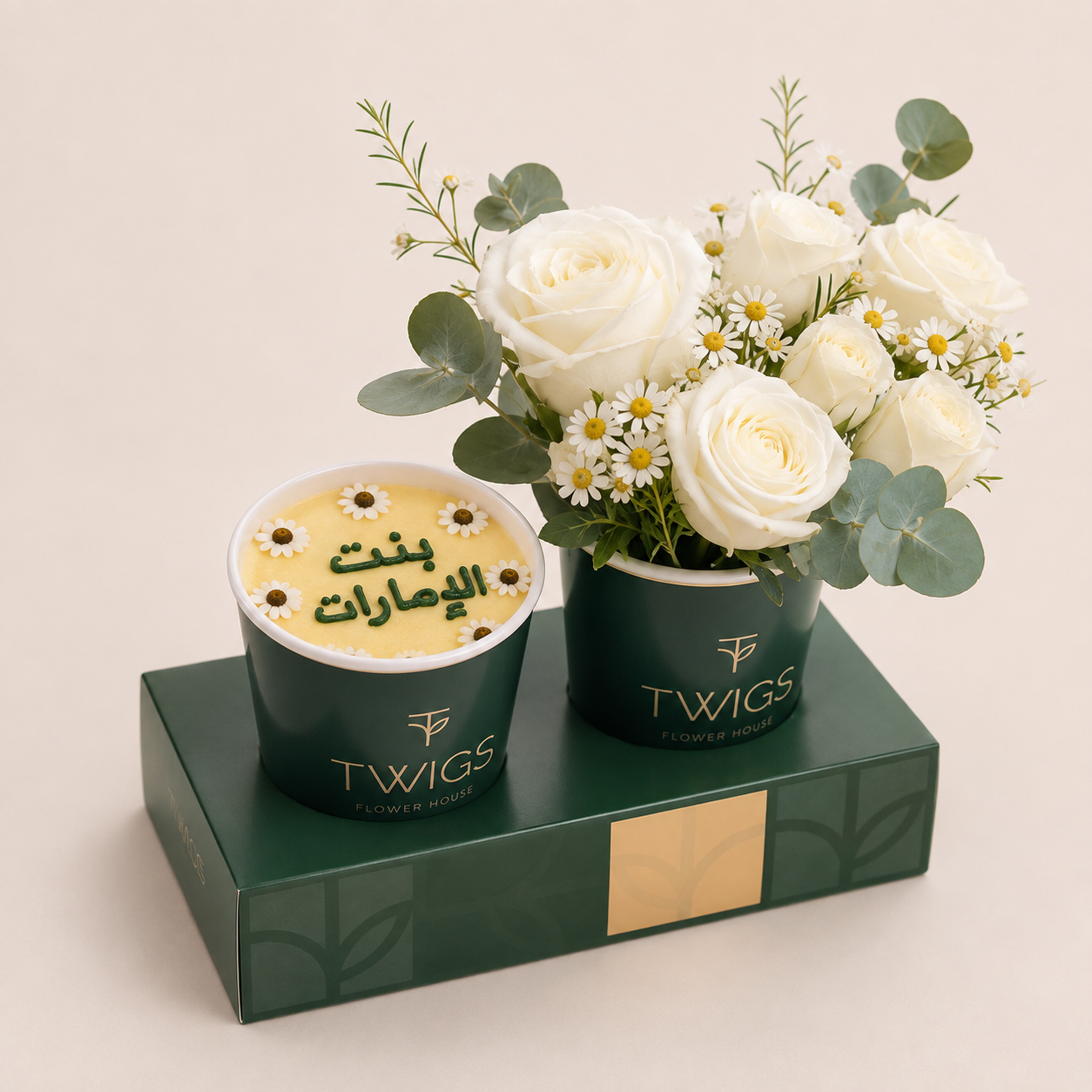 Emirati Women’s Day 2026 Flowers & Floral Cake Cup Combo  – بنت الإمارات
