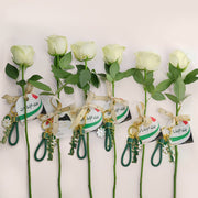 Emirati Women’s Day Roses Set | 6 Single Stems with Keychain Charms – TWIGS Dubai