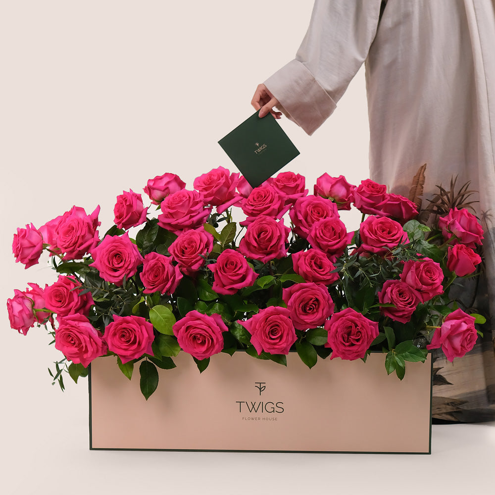 Fuchsia Roses in Flower Garden Box – A Blooming Oasis of Luxury