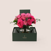 Julieta Cerise & Pink Floyd Roses in a Flower Vase – Petite Brilliance with a Bold Pop of Color