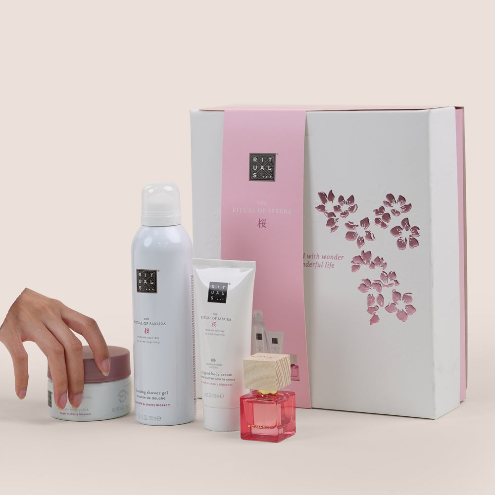 Pink Bombastic roses with rituals skin care  products