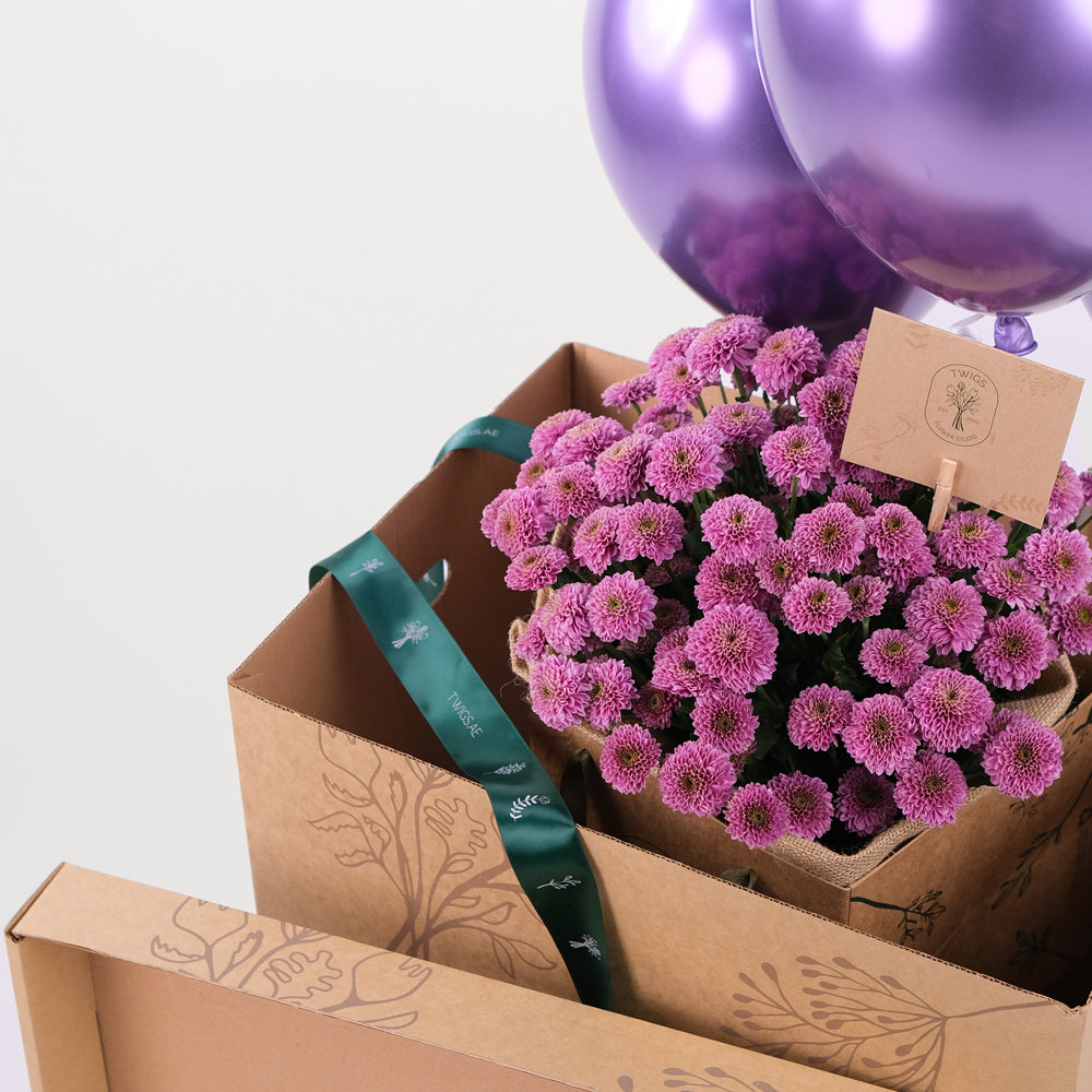 Button Purple Flower Surprise box Twigs