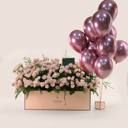 Blushing Garden Bundle – Roses & Balloons for Special Moments - A Grand Gesture of Love and Joy