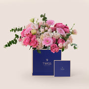 Fuchsia Pink & Pastels Flower Box – Juliet Roses & Pastel Blooms