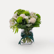 Green and White Flower Vase Arrangement - Medium