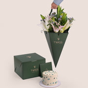 Get-well-soon flowers and cake 