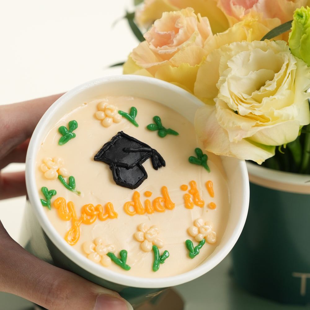 Graduation Flowers & Cupcake Combo with Gold Balloons | TWIGS