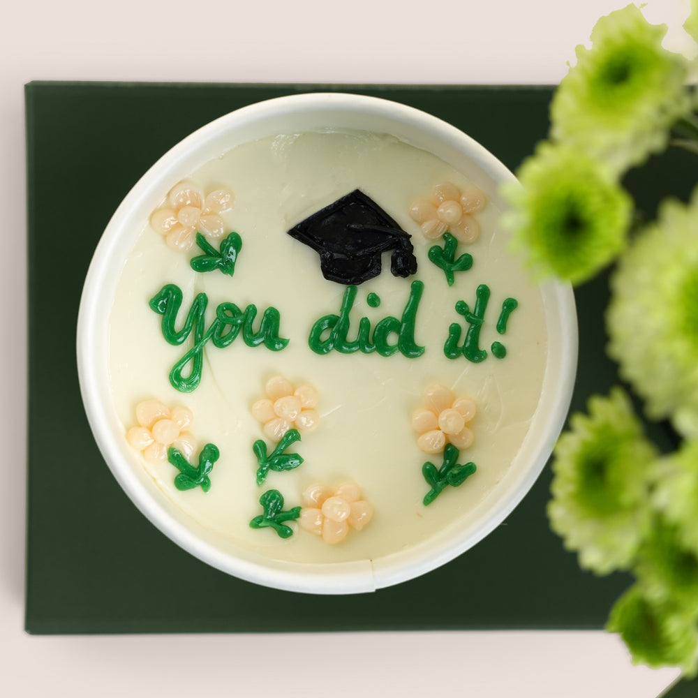 Graduation Flowers & Cupcake Combo with White Balloons | TWIGS