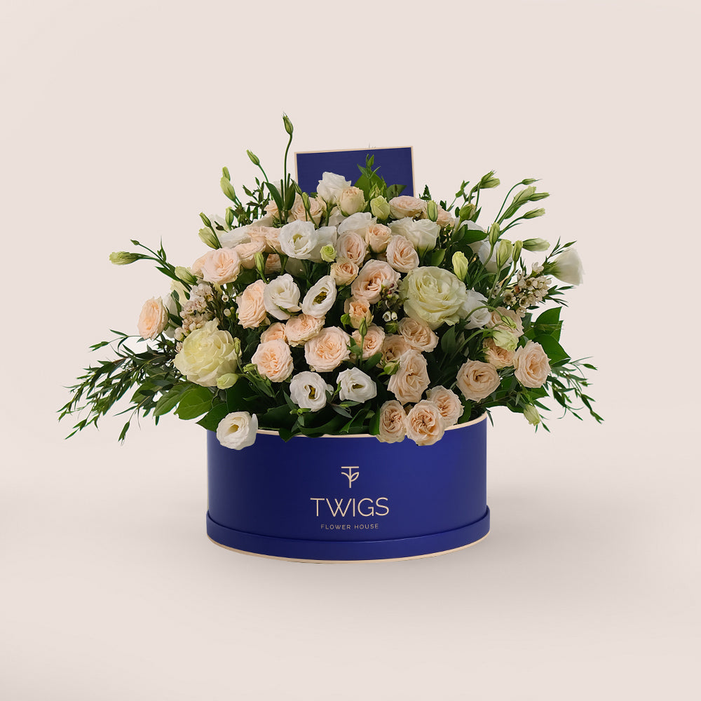 Grande Pastel Floral Mix Round Box TWIGS – Soft Elegance in Every Bloom