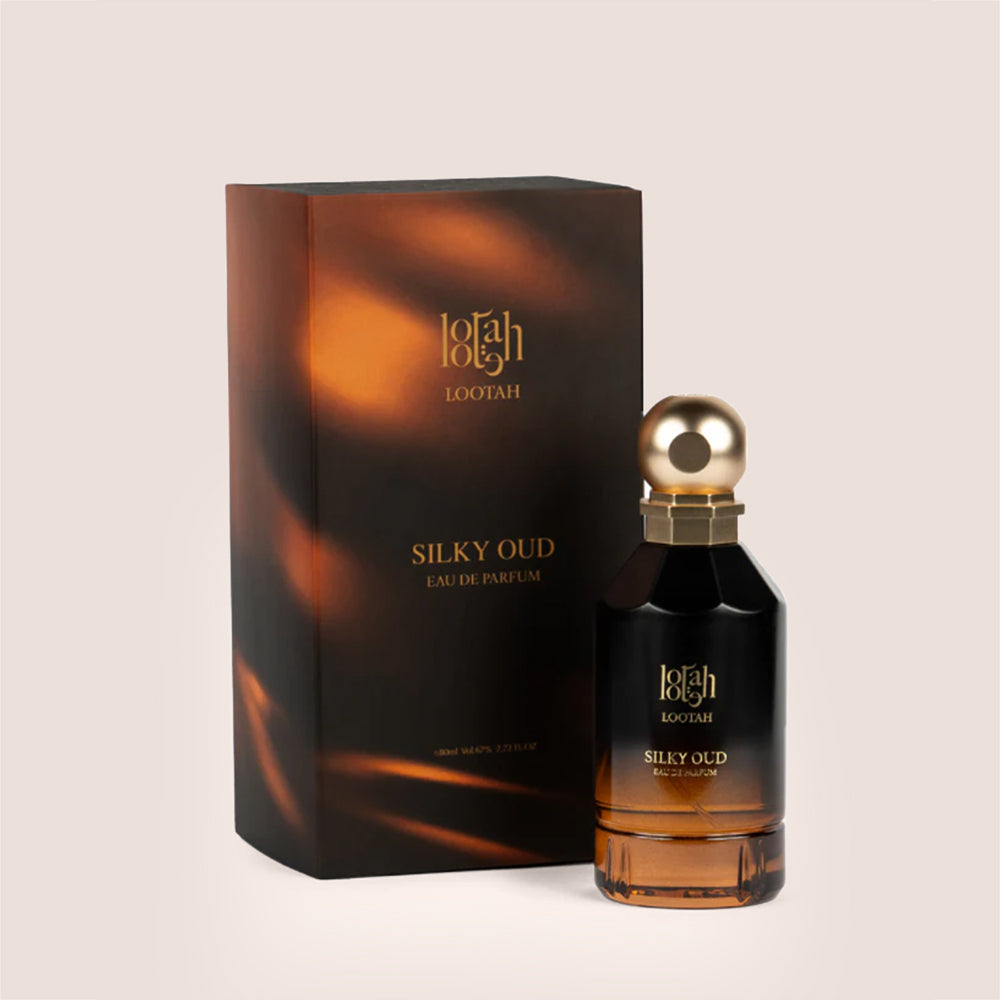 Lootah Silky Oud Eau de Parfum 80ml bottle and packaging, Father's Day fragrance gift add-on Dubai