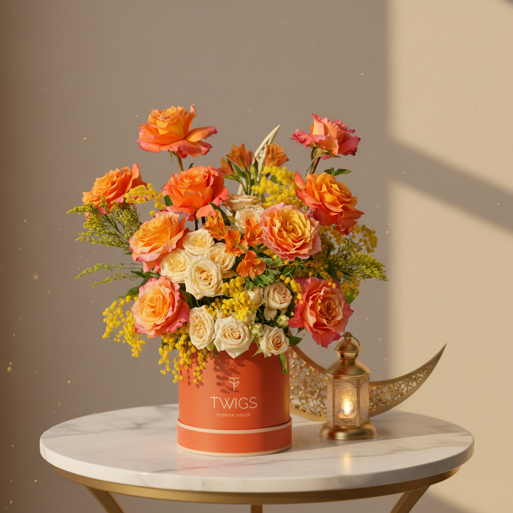 Eid flower arrangement for hosting and majlis table styling in Dubai UAE