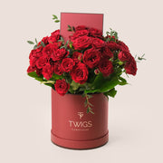 Very red passion luxury rose box with premium red roses in Dubai