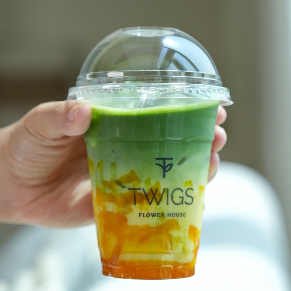 Mango Matcha Bloom Duo | Flowers in a Cup with Iced Mango Matcha