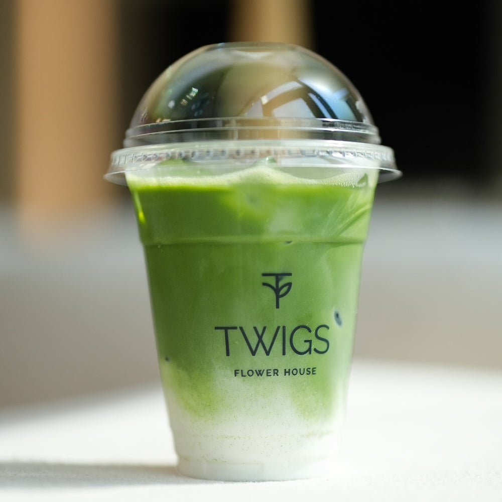 Classic matcha with flowers and balloons 