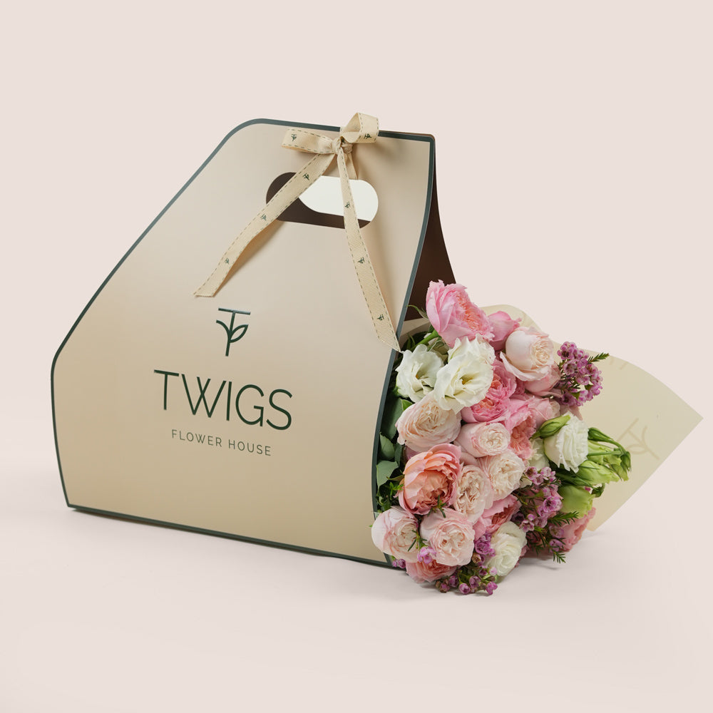 Blushing Bloom – Signature Flower Bunch in TWIGS Carry Pack