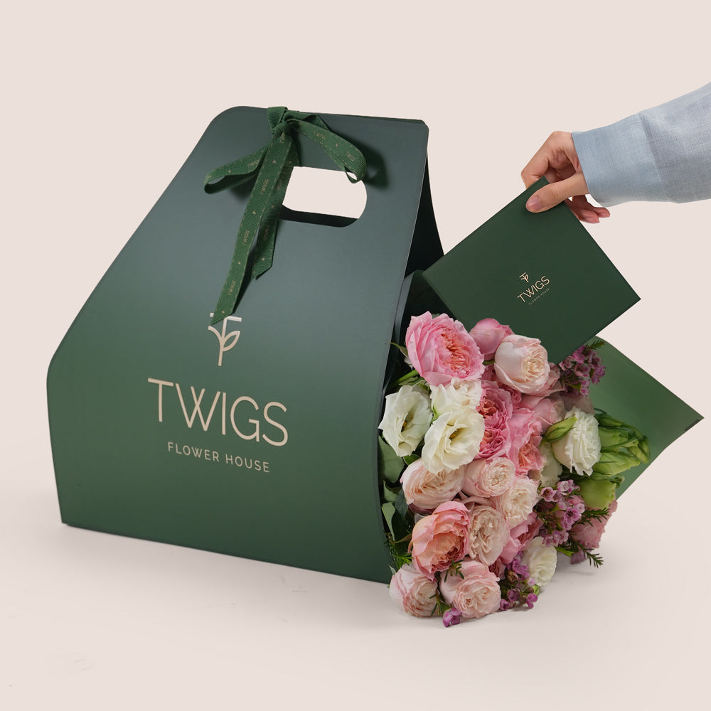 Blushing Bloom – Signature Flower Bunch in TWIGS Carry Pack