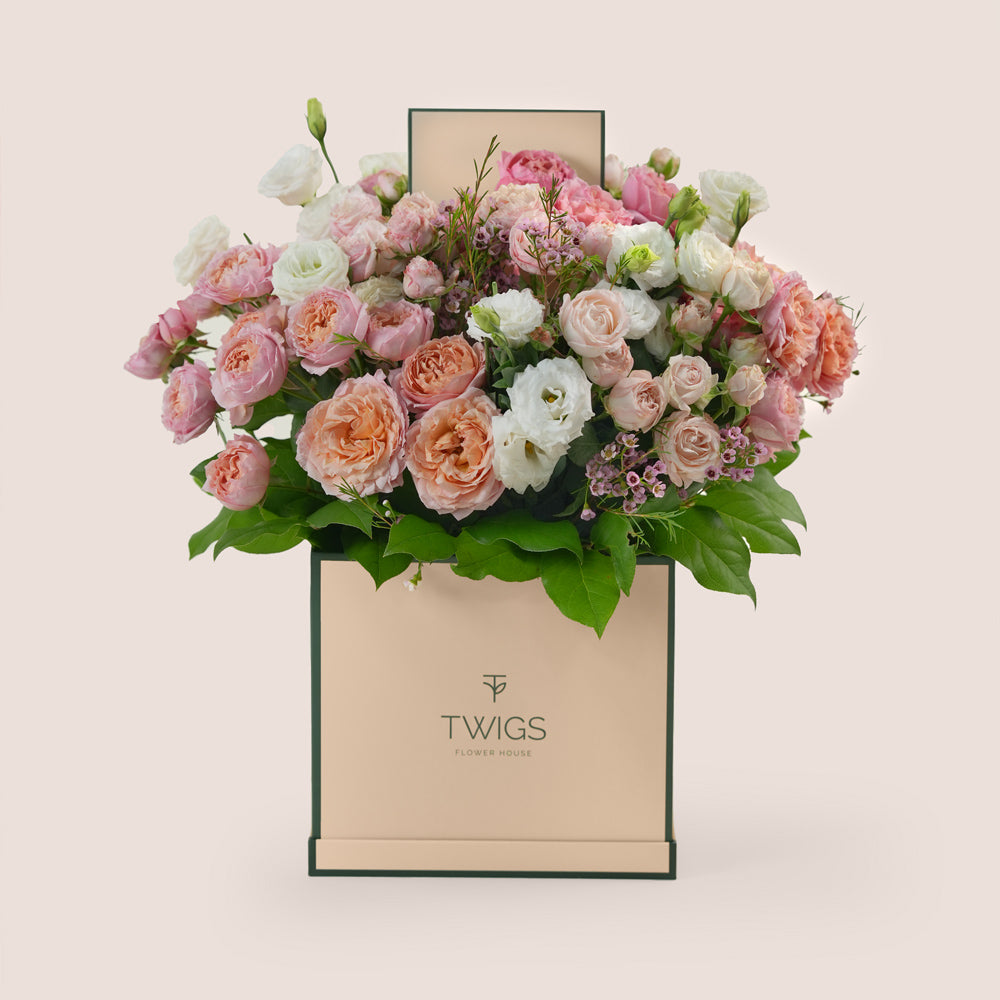 Blushing Bloom – Signature Square Mother’s Day Flower Box by TWIGS