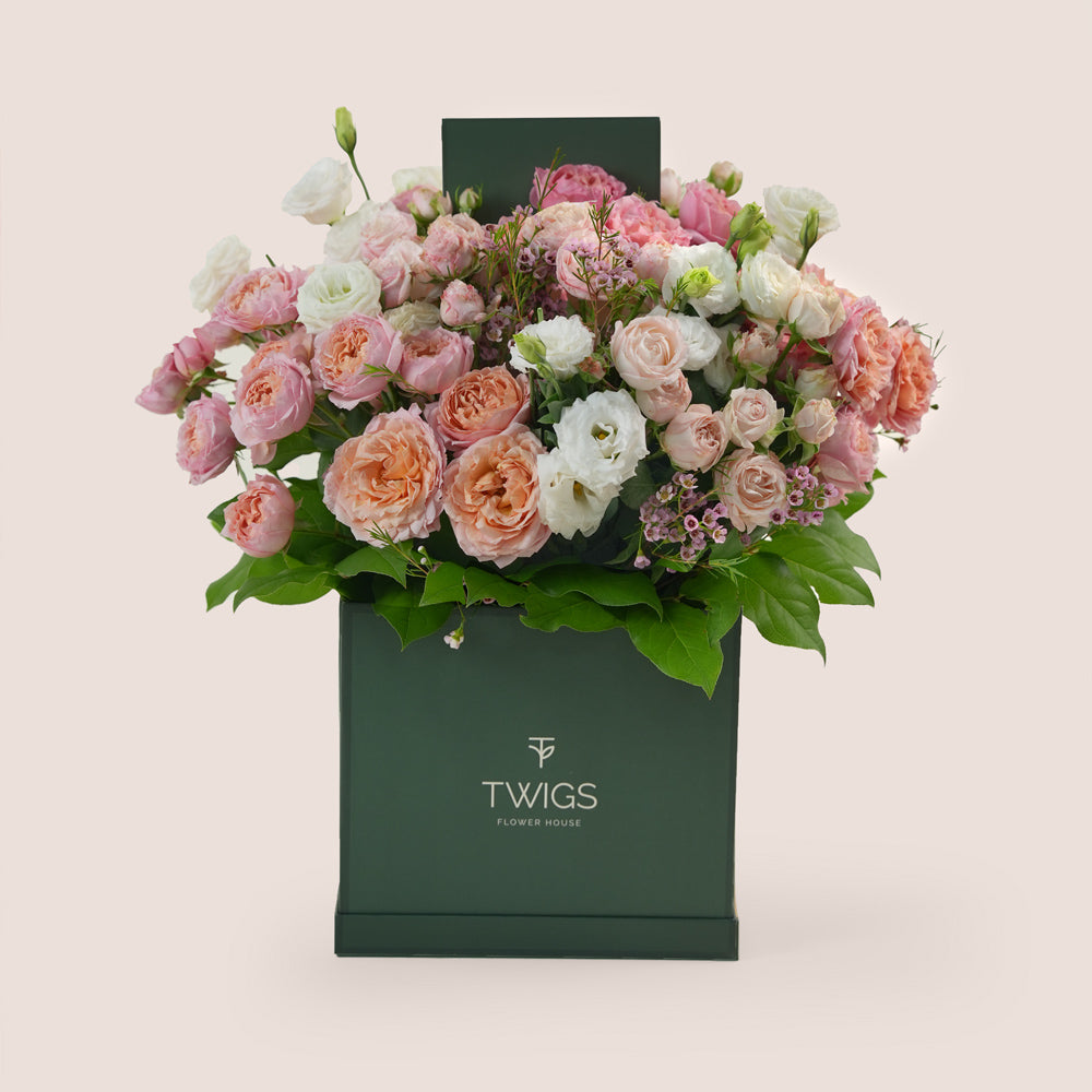 Blushing Bloom – Signature Square Mother’s Day Flower Box by TWIGS