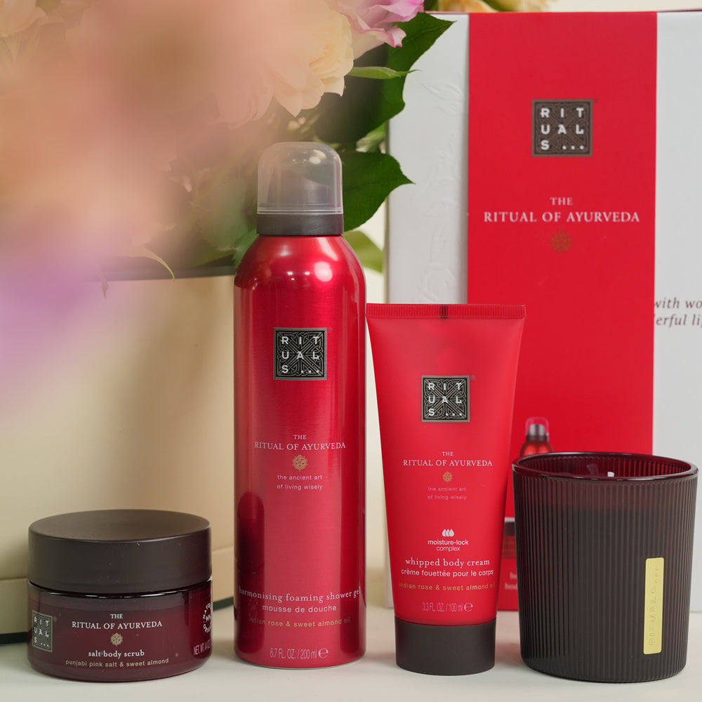 Peach Harmony – Ayurveda Edition | Deluxe Flower Box & Rituals Gift Set