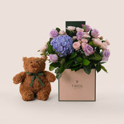 Violet Hues - Mother's Day Flowers & Teddy Bear Gift Set