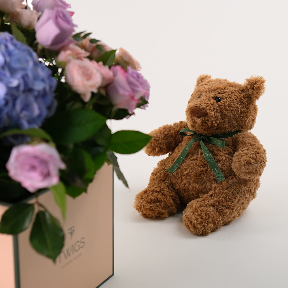 Violet Hues - Mother's Day Flowers & Teddy Bear Gift Set