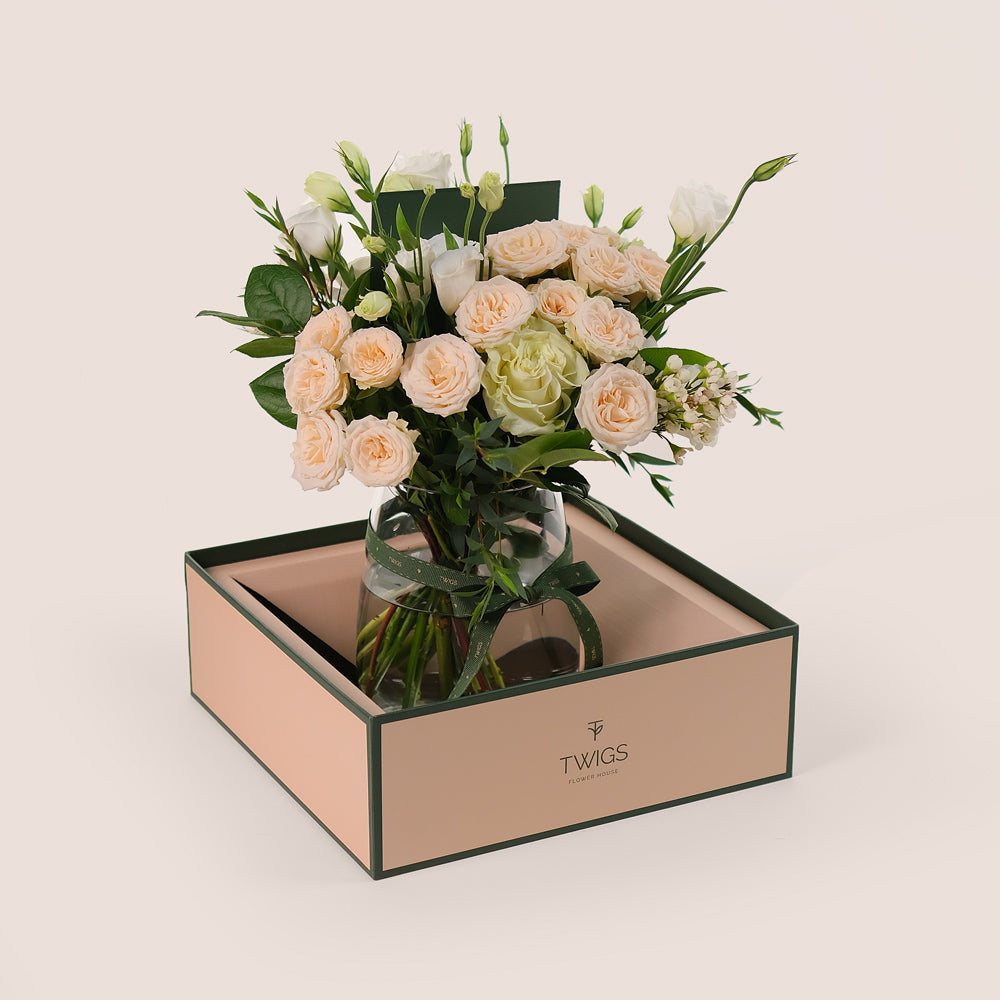 Mother' Day Ivory Bloom in Petite Flower Vase – Delivered in TWIGS Signature Vase Box