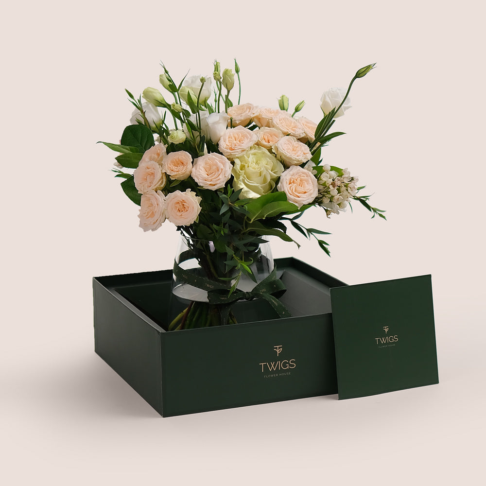 Mother' Day Ivory Bloom in Petite Flower Vase – Delivered in TWIGS Signature Vase Box