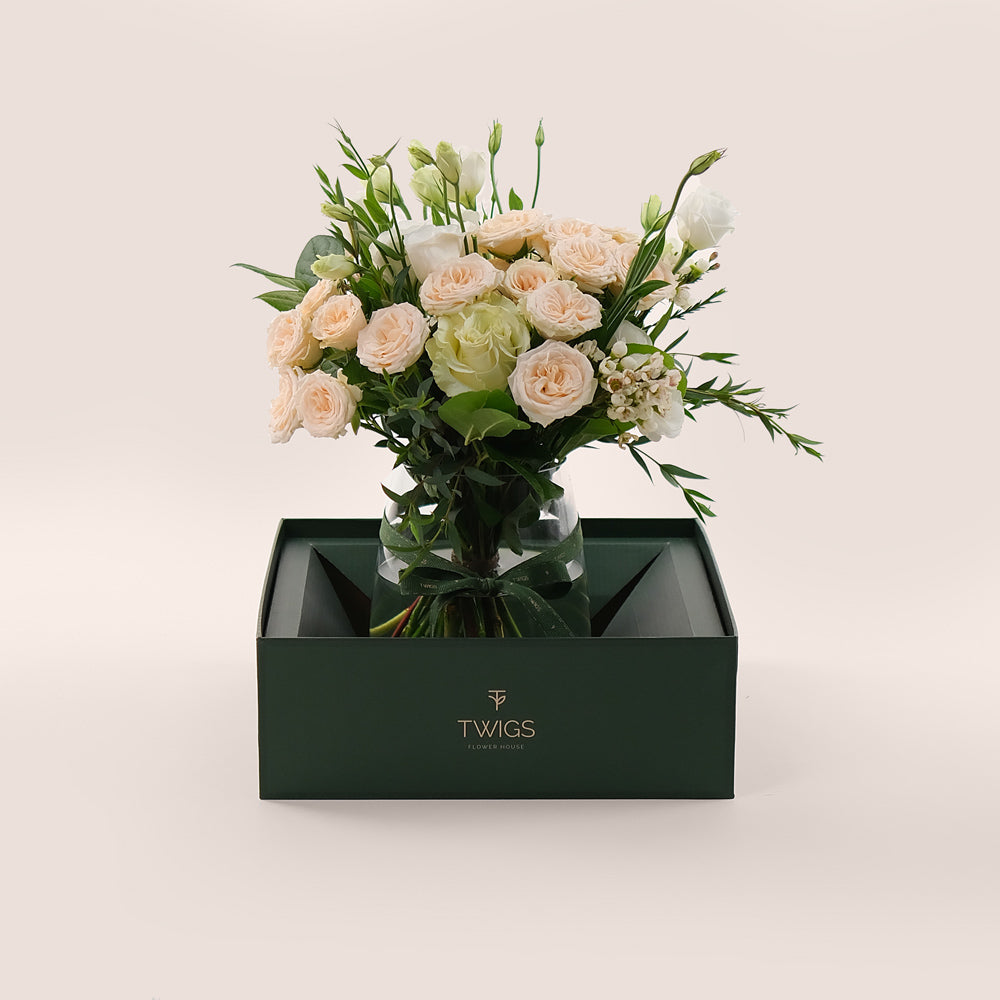 Mother' Day Ivory Bloom in Petite Flower Vase – Delivered in TWIGS Signature Vase Box