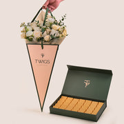 Ivory Bloom Mother's Day Flowers  & Belgian Chocolate Gift Set