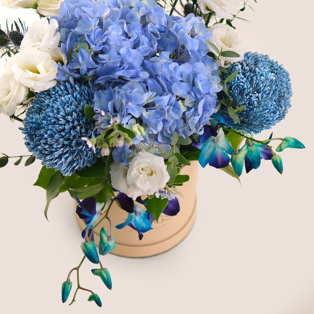 Luxe Blue Flower Arrangement  | Baby Boy Gift or For Him UAE