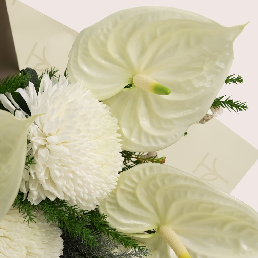 anthurium bouquet dubai White Anthurium & Chrysanthemum New Year Bouquet| Dubai Flower Delivery – TWIGS
