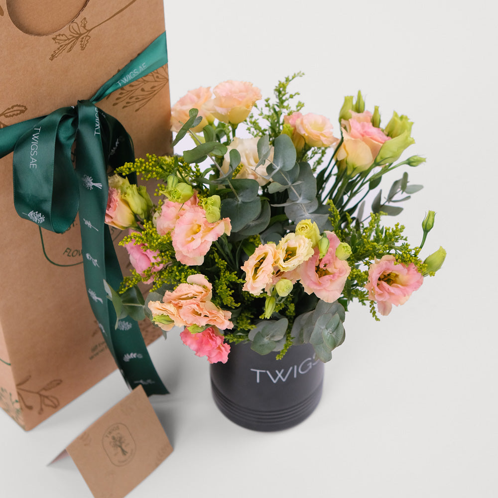 Lisianthus Peach Flowers DIY Box