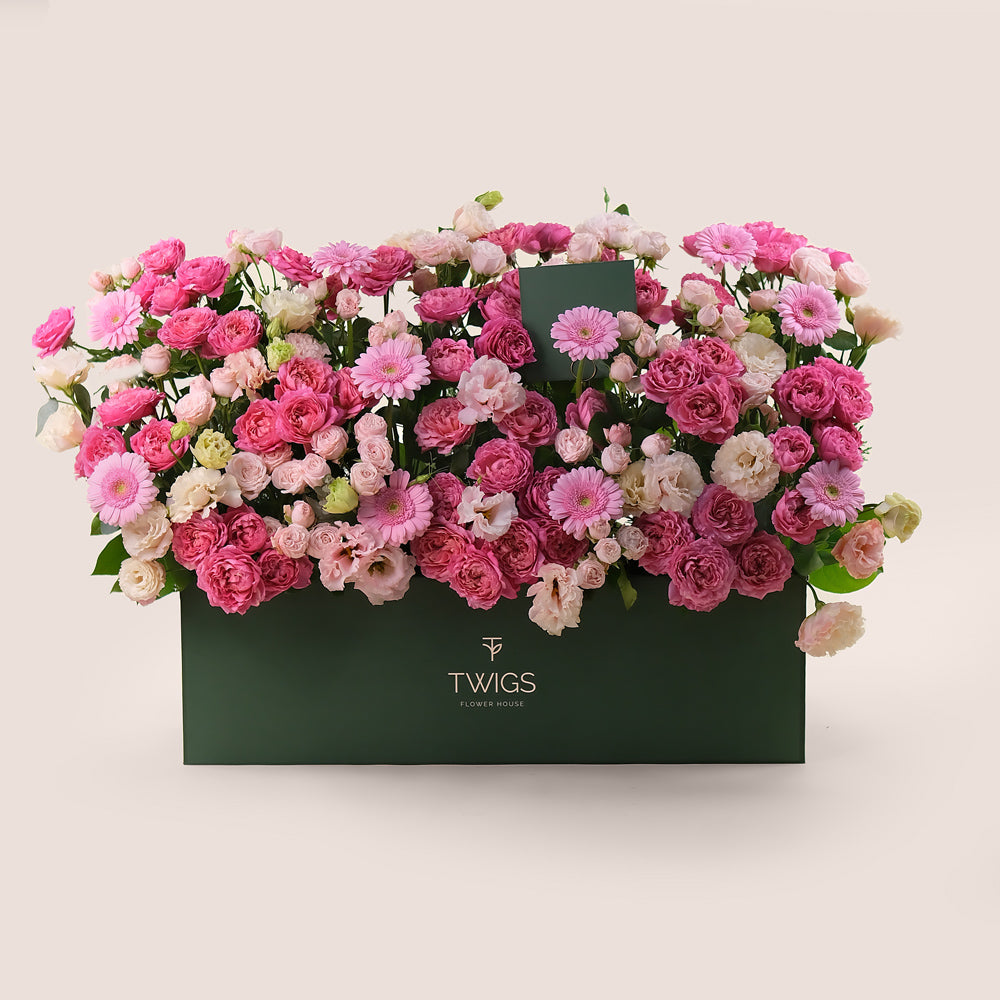 Fuchsia, PInk & Pastels Garden Box – Bold & Pastel Flower Blooms in Premium Style