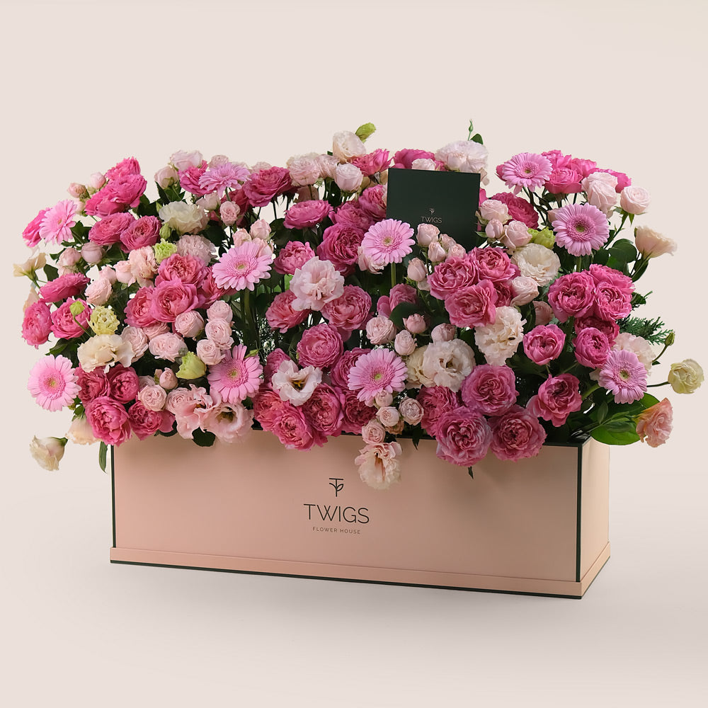 Fuchsia, PInk & Pastels Garden Box – Bold & Pastel Flower Blooms in Premium Style