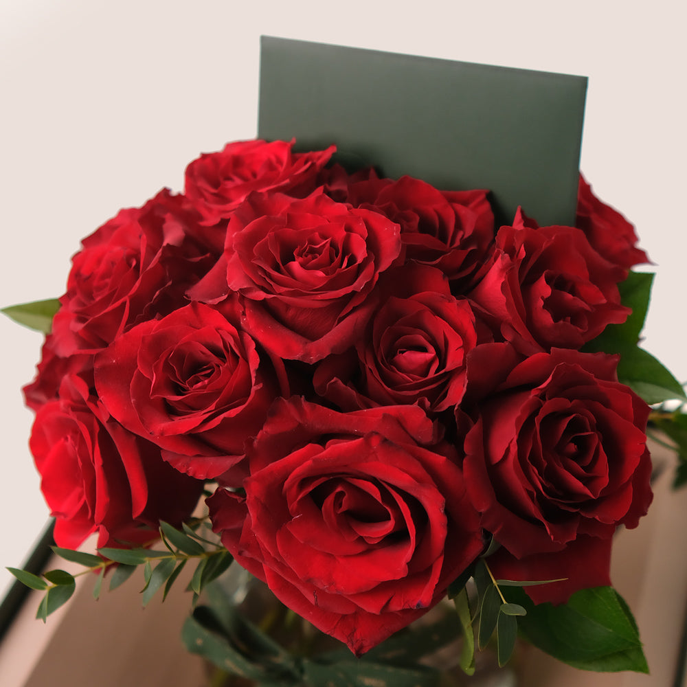 A Dozen Red Roses – Petite Flower Vase Elegance – A Timeless Symbol of Love and Affection