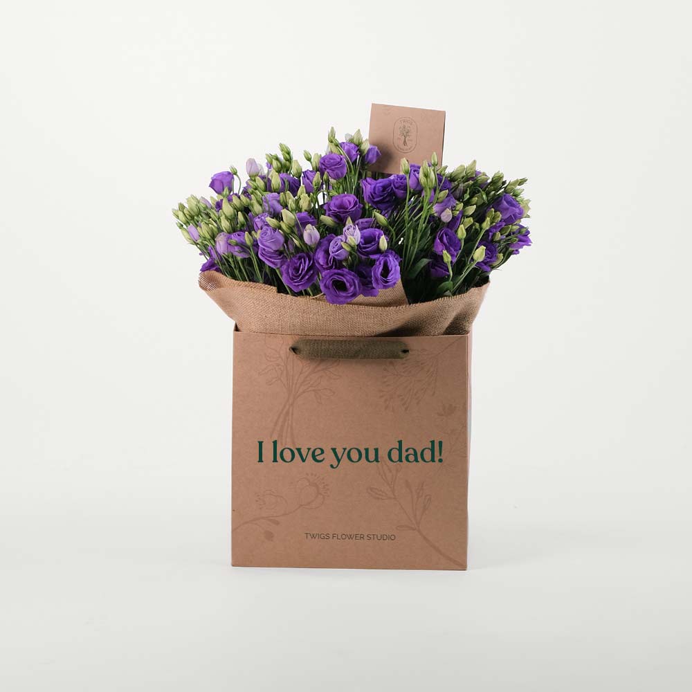 Lisianthus Purple Flowers Bouquet In A Bag