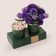 Purple Elegance Combo – Flowers & Cake – A Unique Gift of Style and Sweetness