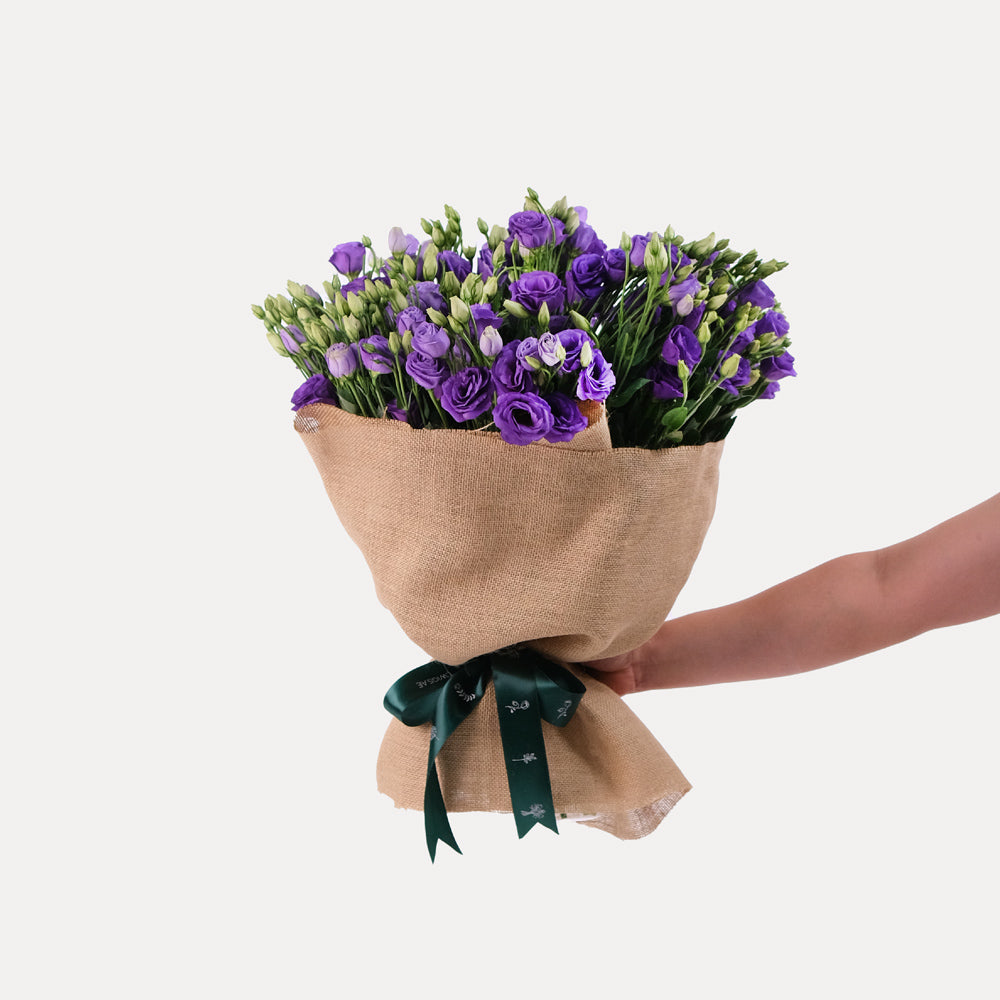 Lisianthus Purple Flowers Bouquet In A Bag