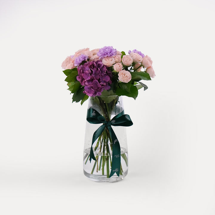 Purple Flower Vase Arrangement - Tall