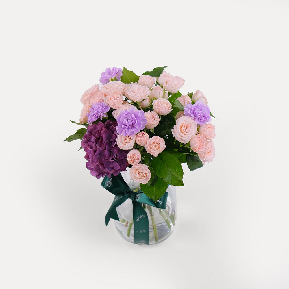 Purple Flower Vase Arrangement - Tall