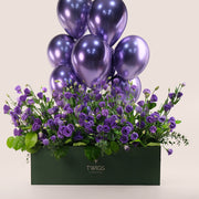 purple flowers with matching balloons twigs.ae 