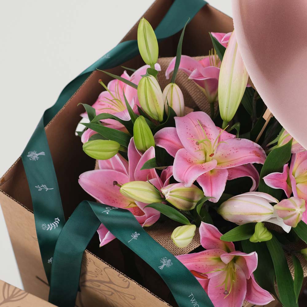 Lilies Pink Flowers Surprise Box