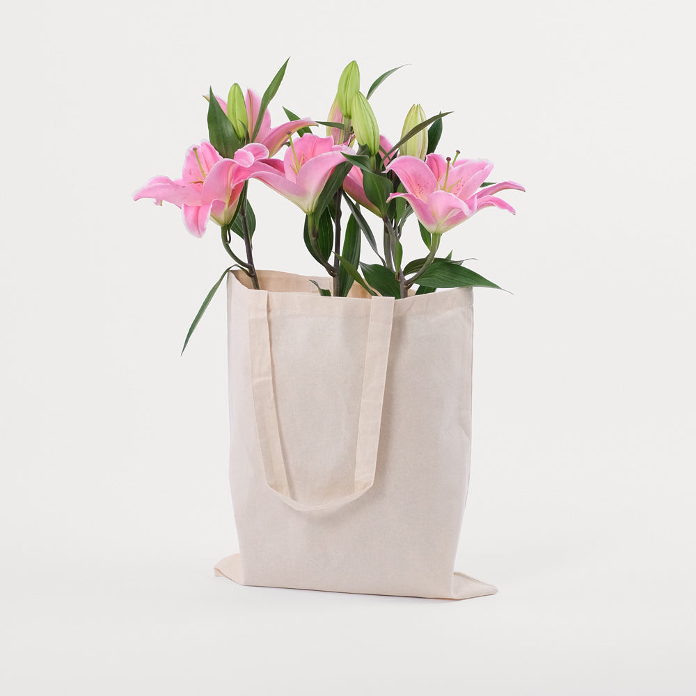 Lilies Pink Flowers Tote Bag