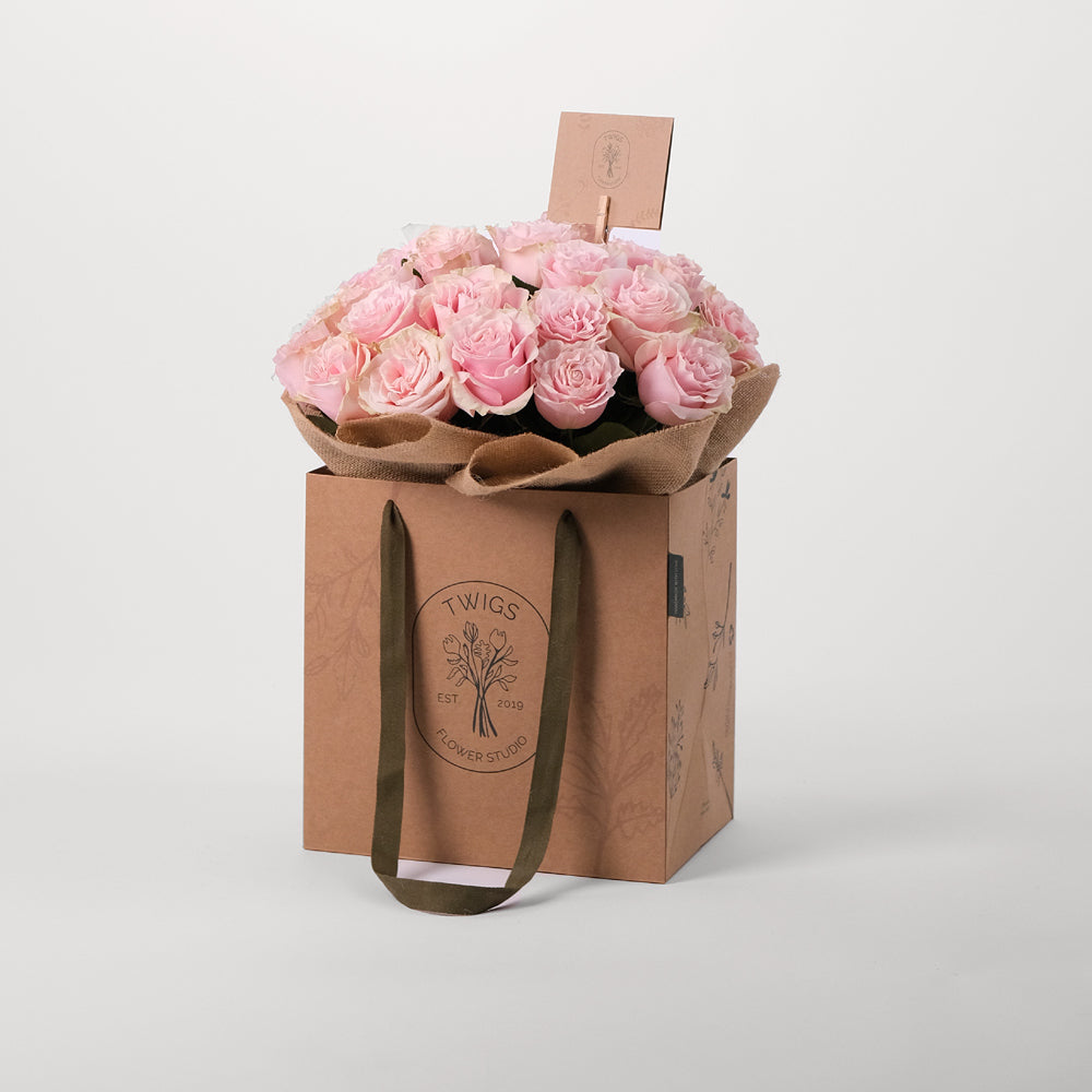 Pink special Rose Flowers Bouquet In A Bag