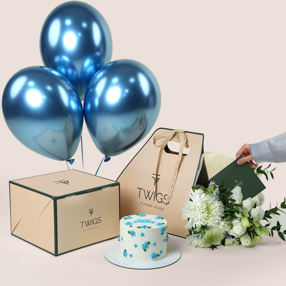 premium birthday cake with flowers delivery Dubai UAE