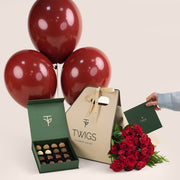 Premium dubai chocolates with flower bunch