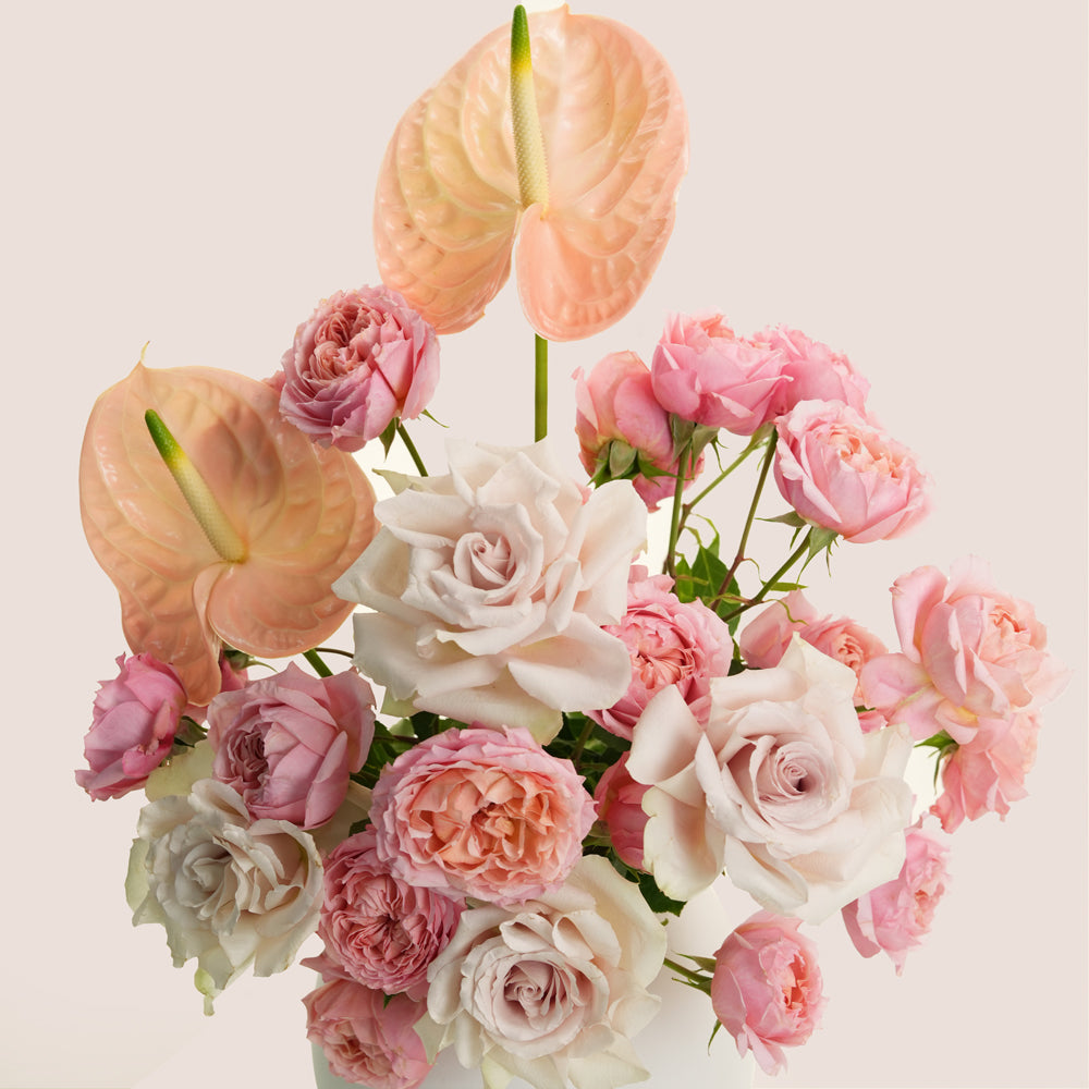 Uns أنس Premium Roses & Anthurium Ceramic Vase Arrangement