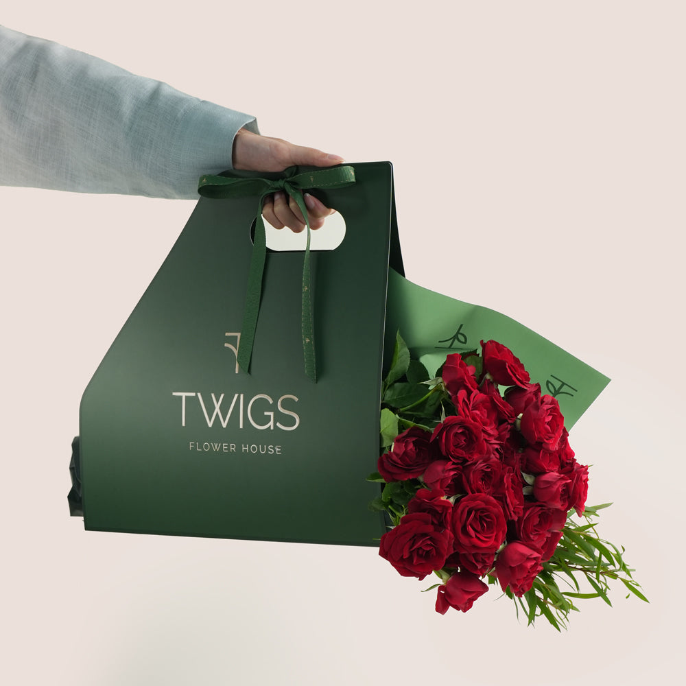 Premium dubai chocolates with flower bunch